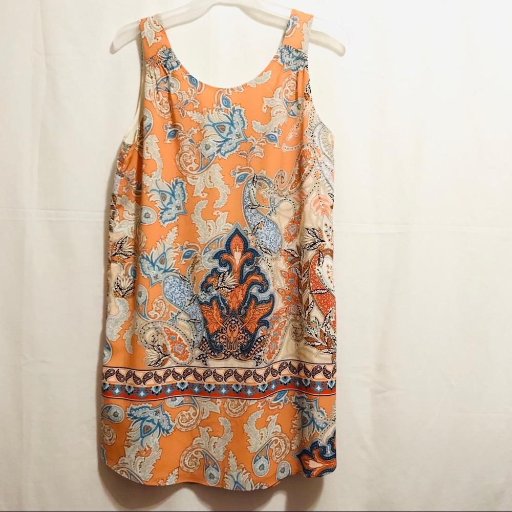 LILA ROSE orange blue paisley print mini dress